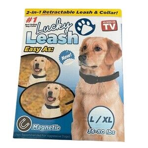 Lucky Leash, Retractable Dog Leash and Collar 2 in 1 for Dogs 36-80 Lbs